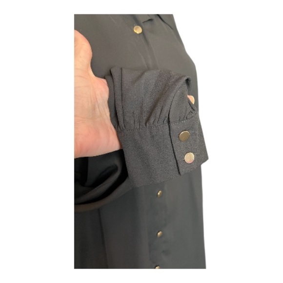 EUC Intempo black button-up blouse with gold buttons – size XL - Picture 5 of 10